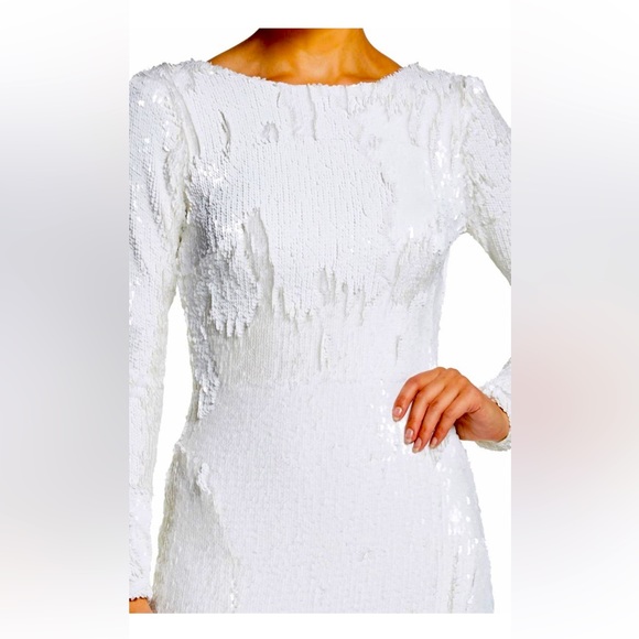 Dress the Population Natalie White Scoop back sequence midi knee length dress - Picture 3 of 7